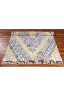 Flat Weave Kilim Dhurrie Geometric Handmade Pure Cotton Carpet Kitchen Rug