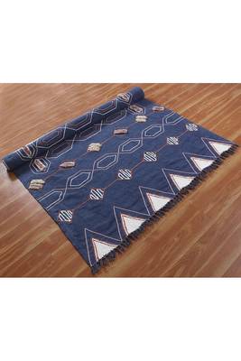 Kitchen Kilim Handmade India Cotton Carpet Eco Friendly Dhurrie Geometric Rug 4
