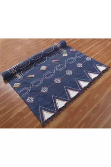 Kitchen Kilim Handmade India Cotton Carpet Eco Friendly Dhurrie Geometric Rug