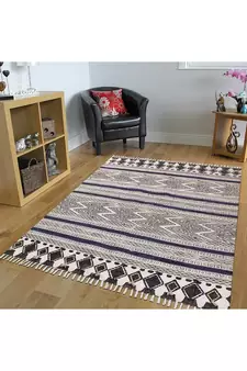Bohemian Dining room rug Indian Handmade rug Cotton Area Rug Living room Rug
