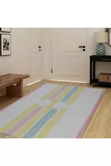 Kitchen Area Mat Study Room Rug Hand Block Printed Cotton Durries Yoga Rug