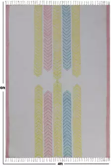 Kitchen Area Mat Study Room Rug Hand Block Printed Cotton Durries Yoga Rug