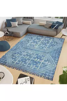 Hand Woven Carpet Natural Printed Rug Decorative Stone Washed Kilim