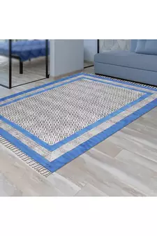 Yoga Mat Area Rug Hand Block Printed Cotton Durries Bohemian Carpets Outdoor Rug