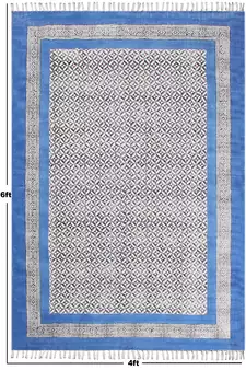 Yoga Mat Area Rug Hand Block Printed Cotton Durries Bohemian Carpets Outdoor Rug