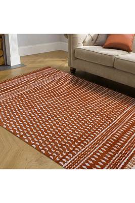 Geometric Cotton Rug Indian Traditional Carpet Vintage Look Kilim Handmade Dhurrie 2