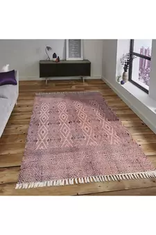 Hand Woven Cotton Rug Boho Print Handmade Cotton Kilim Geometric Area Rug