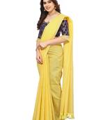 Golden plain net saree with blouse