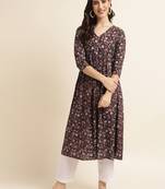 Wine printed rayon Kurta sets