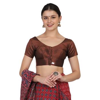 JISB WOMEN'S TISSUE BROCADE READYMADE SAREE BLOUSE 1