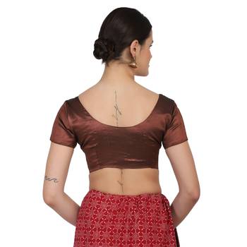 JISB WOMEN'S TISSUE BROCADE READYMADE SAREE BLOUSE 3