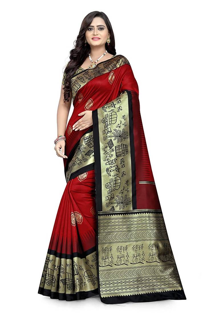 Woven Art Silk Saree With Blouse 