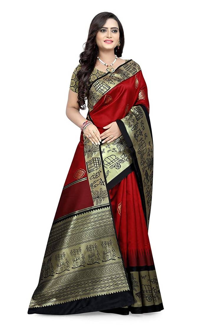 Woven Art Silk Saree With Blouse 