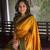 Mustard printed silk saree with blouse
