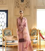 Light Pink Woven Tissue Saree With Blouse