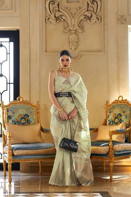 Light Green Woven Tissue Saree With Blouse 1
