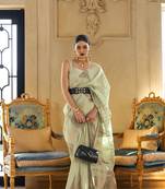 Light Green Woven Tissue Saree With Blouse