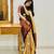 Golden printed silk saree with blouse