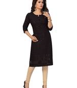 Black embroidered rayon chikankari-kurtis