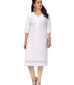 White embroidered rayon chikankari-kurtis