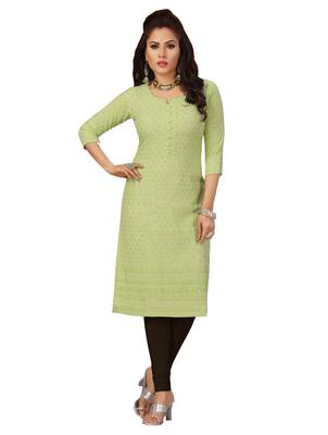 Green embroidered rayon chikankari-kurtis 1
