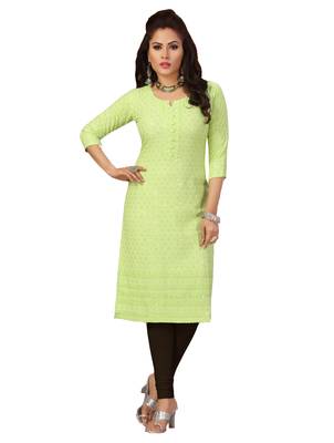Sea-green embroidered rayon chikankari-kurtis 1