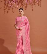  Lucknowi Chikankari Linen Cotton Blend Woven Sarees For With Blouse Sarees For Women