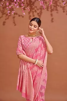  Lucknowi Chikankari Linen Cotton Blend Woven Sarees For With Blouse Sarees For Women