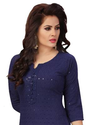 Navy-blue embroidered rayon chikankari-kurtis 3