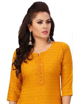 Gold embroidered rayon chikankari-kurtis 3