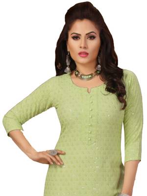 Green embroidered rayon chikankari-kurtis 3