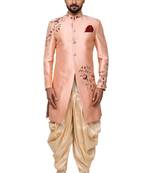 Pink embroidered art silk sherwani