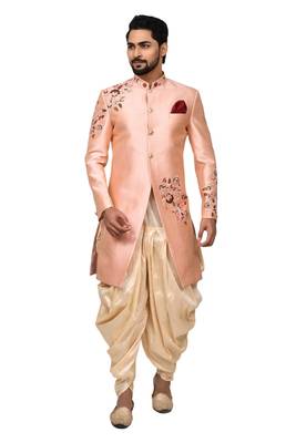 Pink embroidered art silk sherwani 3