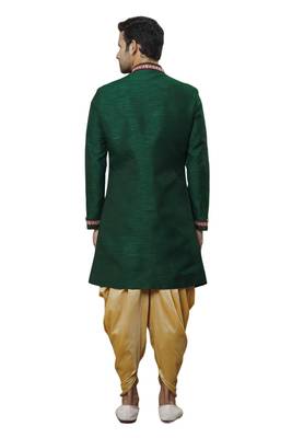 Green embroidered art silk sherwani 2