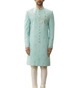 Green embroidered art silk sherwani