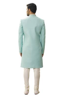 Green embroidered art silk sherwani 2