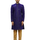 Purple embroidered art silk sherwani