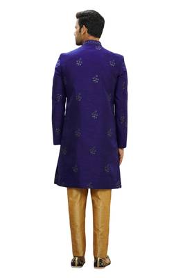 Purple embroidered art silk sherwani 2