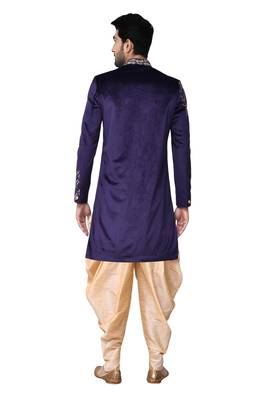 Purple embroidered velvet sherwani 2