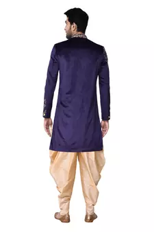 Purple embroidered velvet sherwani