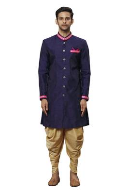 Purple embroidered art silk sherwani 1