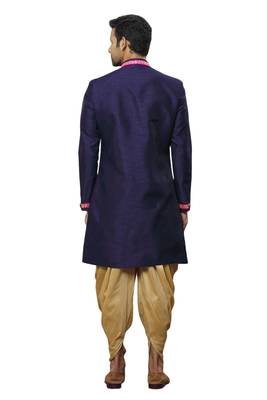 Purple embroidered art silk sherwani 2