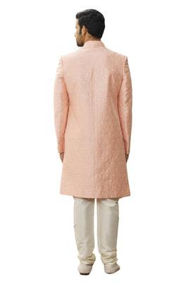 Pink embroidered art silk sherwani 2