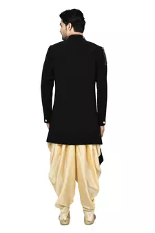 Black embroidered art silk sherwani