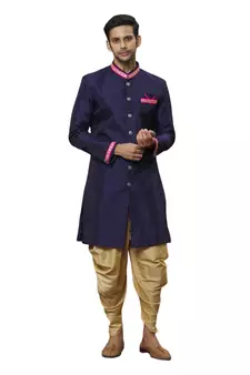 Purple embroidered art silk sherwani