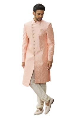 Pink embroidered art silk sherwani 3