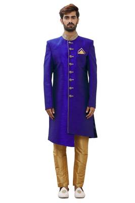 Purple embroidered art silk sherwani 1