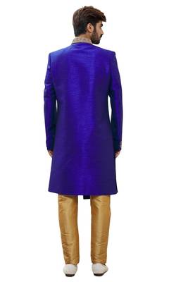 Purple embroidered art silk sherwani 2