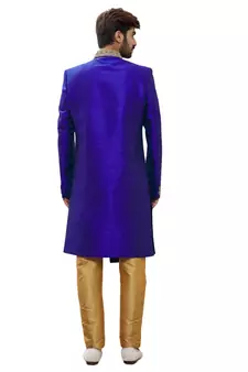 Purple embroidered art silk sherwani