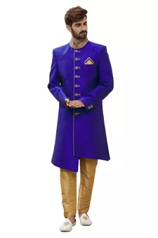 Purple embroidered art silk sherwani